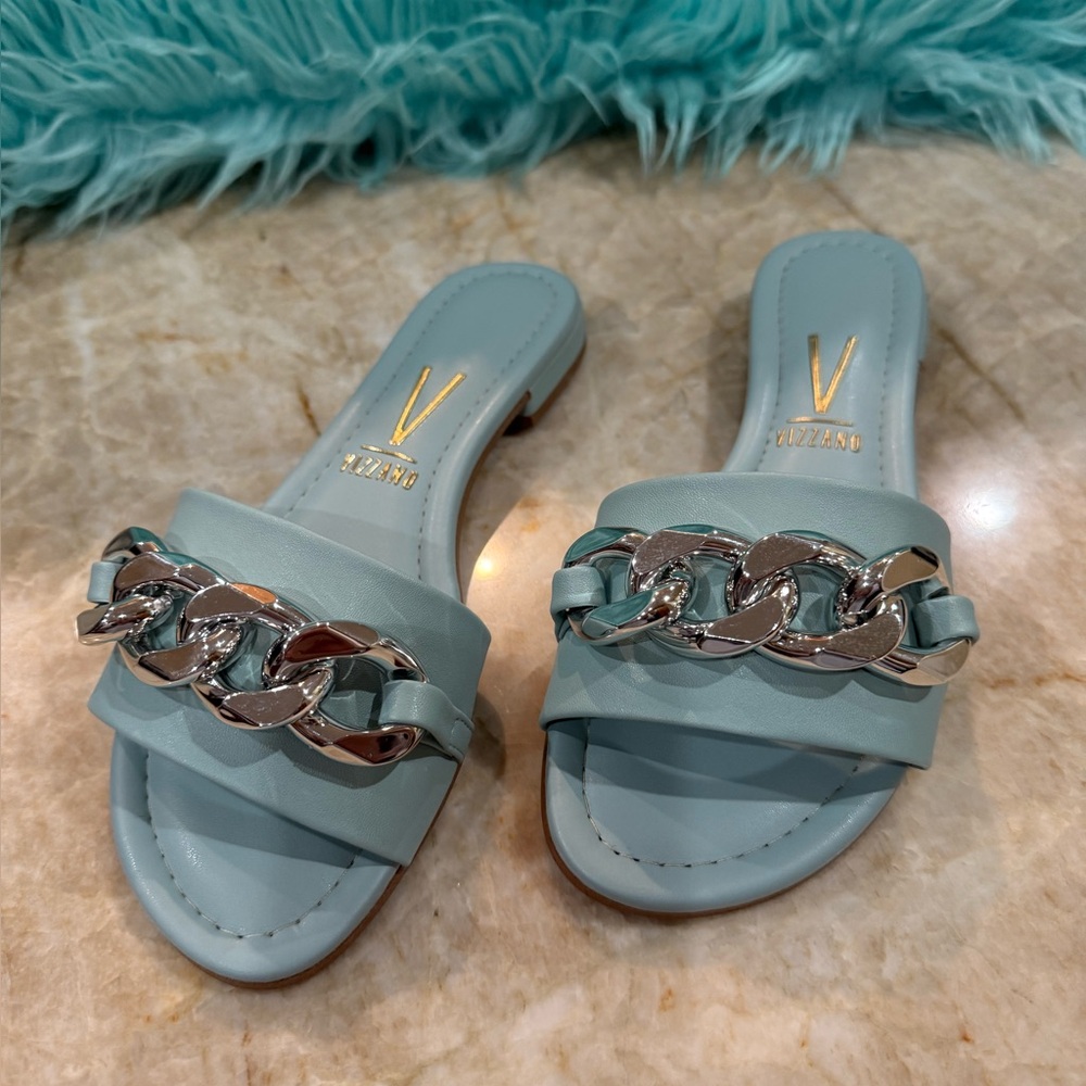 Vizzano Brazilian Leather Sandals. Light turquoise New with Box.